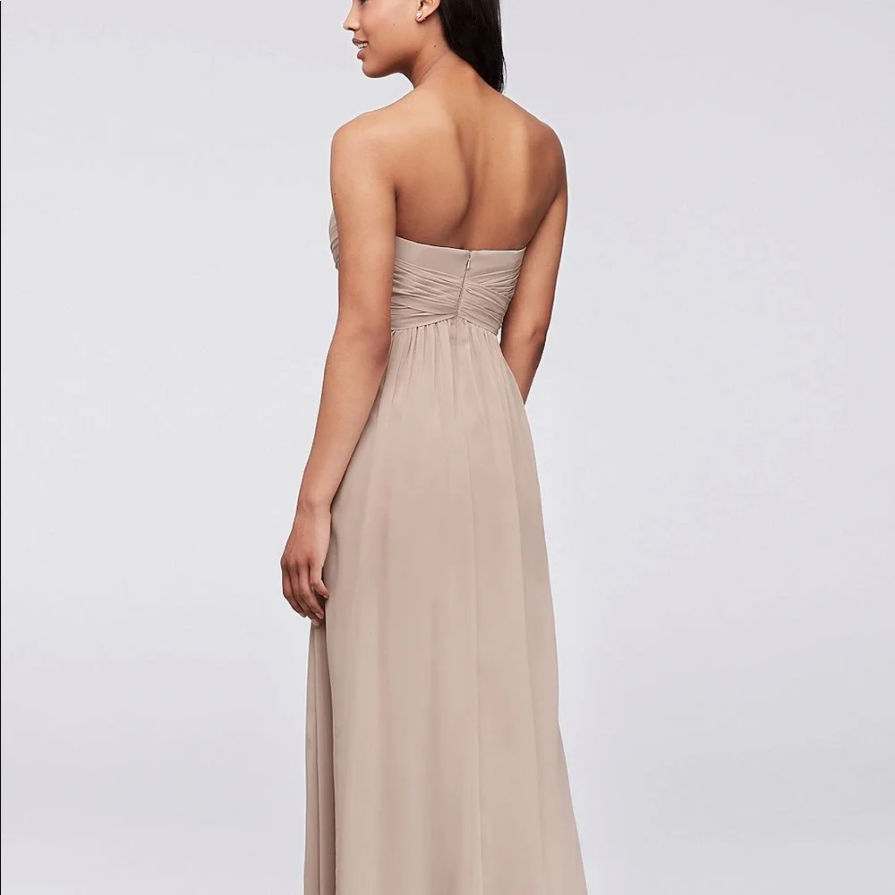 David's Bridal Navy Blue Strapless Georgette Bridesmaid Dress Size 8 - Picture 4 of 6